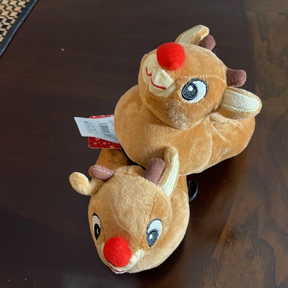 NEW RUDOLPH THE RED-NOSED REINDEER BABY SLIPPERS COLOR BROWN AND RED - Picture 8 of 8